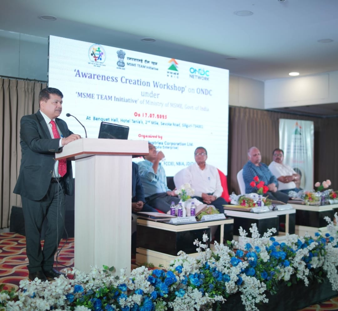 In sync with Govt of India objective of democratization of e-commerce, Ministry of MSME has launched Trade Enablement And Marketing Initiative (TEAM) where it is endeavoured to onboard 5 lakh MSEs over digital commerce platforms during next 2 years. NSIC is implementing this initiative of Ministry of MSME,GOI. As part of outreach efforts of the scheme, NSIC has been organising Awareness programs for the benefit of the MSEs. An awareness program was organised at Siliguri where NSIC opened an office on July 17,2025. Representatives of industries associations in the region, Seller Network Participants, ONDC, senior officials from MSME DFO, KVIC, State Govt, Banks and FIs and entrepreneurs attended the event. During his address, Dr. S S Acharya CMD, exhorted the MSEs to take advantage of the TEAM Initiative aiming to onboard 5 lakh enterprises in 2 years out of which 50 percent shall be women enterprises. A detailed presentation on the scheme was made by Shri Vidyasagar Singh, SGM,NSIC.