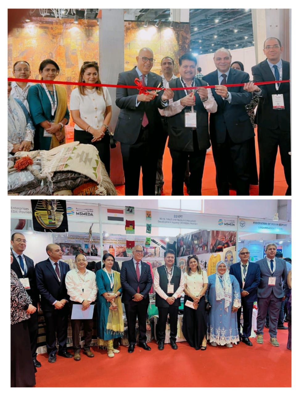 In furtherance of the strengthening partnership between NSIC and the Micro, Small and Medium Enterprise Development Agency (MSMEDA) of Egypt, under the framework of MoU signed last year, a MSMEDA Egypt Pavilion has been arranged at the UP International Trade Show (UPITS) 2025 being held from September 25-29, 2025 at the India Expo Centre & Mart, Greater Noida. The pavilion showcases the participation of five Egyptian enterprises at UPITS 2025. The initiative aims to provide Egyptian MSMEs with exposure to the Indian market while fostering opportunities for collaboration, networking, and bilateral trade.
UPITS is a flagship event of the Govt. of UP, organized in collaboration with India Exposition Mart Limited (IEML). This year’s edition was formally inaugurated by the Hon’ble Prime Minister of India, Shri Narendra Modi.
The MSMEDA Egypt Pavilion was jointly inaugurated by Dr. Subhransu Sekhar Acharya, CMD, NSIC and His Excellency Mr. Kamel Zayed Galal, Ambassador of Egypt to India.