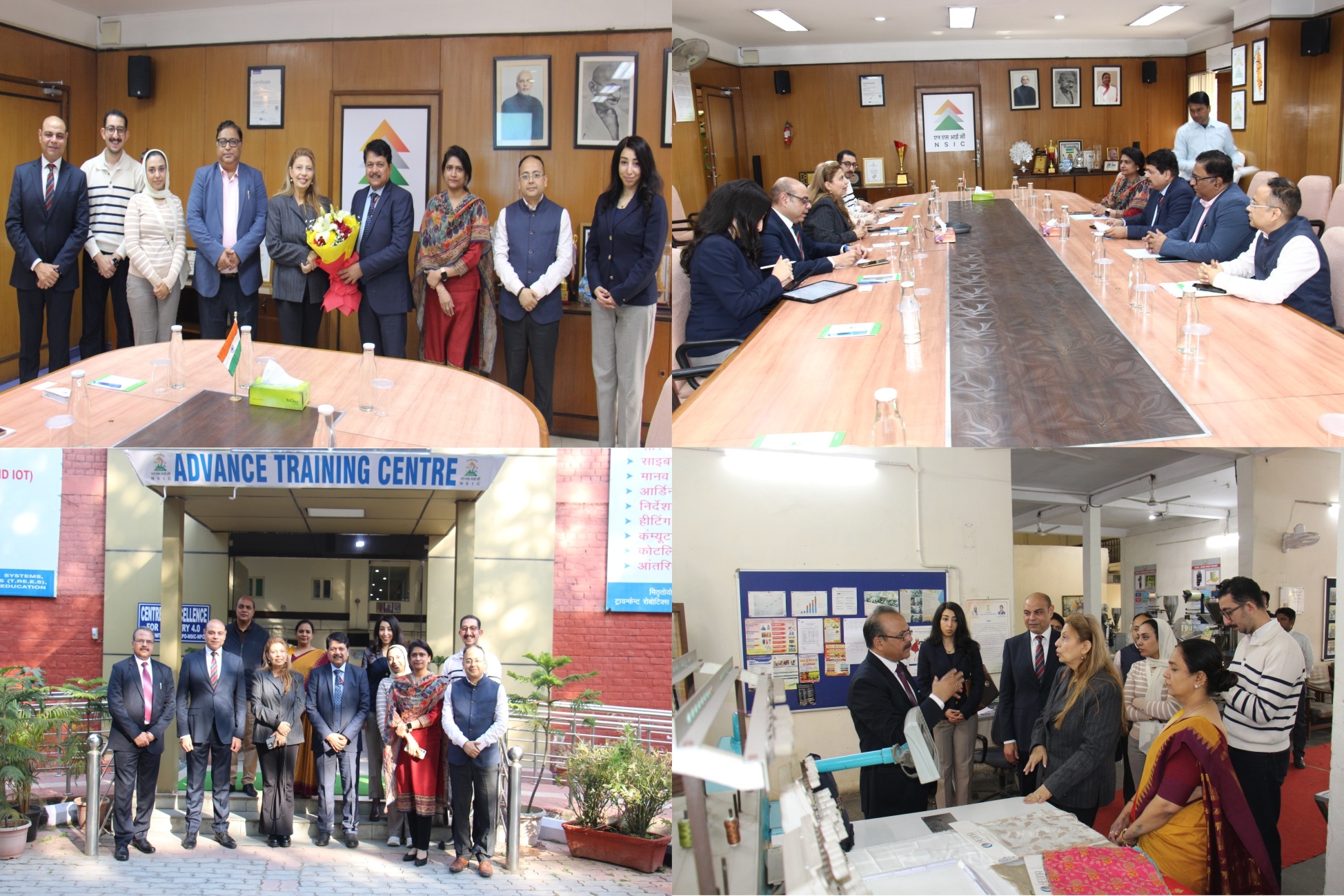 An official delegation from the Arab Republic of Egypt, headed by Ms. Angy Elyamany, CEO of the Rural and Environmental Industries Support Fund (REIS), Ministry of Social Solidarity and accompanied by Mr. Mohamed Ibrahim, Head of the Commercial Office at the Embassy of Egypt in New Delhi, visited NSIC on February 12, 2026. The purpose of the visit was to understand best practices in promoting inclusive economic growth, entrepreneurship development, skill enhancement and market access for small enterprises, as well as to explore potential avenues for bilateral cooperation.
The delegation was warmly welcomed by Dr. Subhransu Sekhar Acharya, Chairman and Managing Director, NSIC and Mr. Gaurav Gulati, Director (Finance), NSIC. During the meeting, Dr. Acharya presented an overview of India’s MSME ecosystem and highlighted NSIC’s key initiatives and interventions aimed at strengthening small industries and advancing social and economic empowerment through enterprise creation.