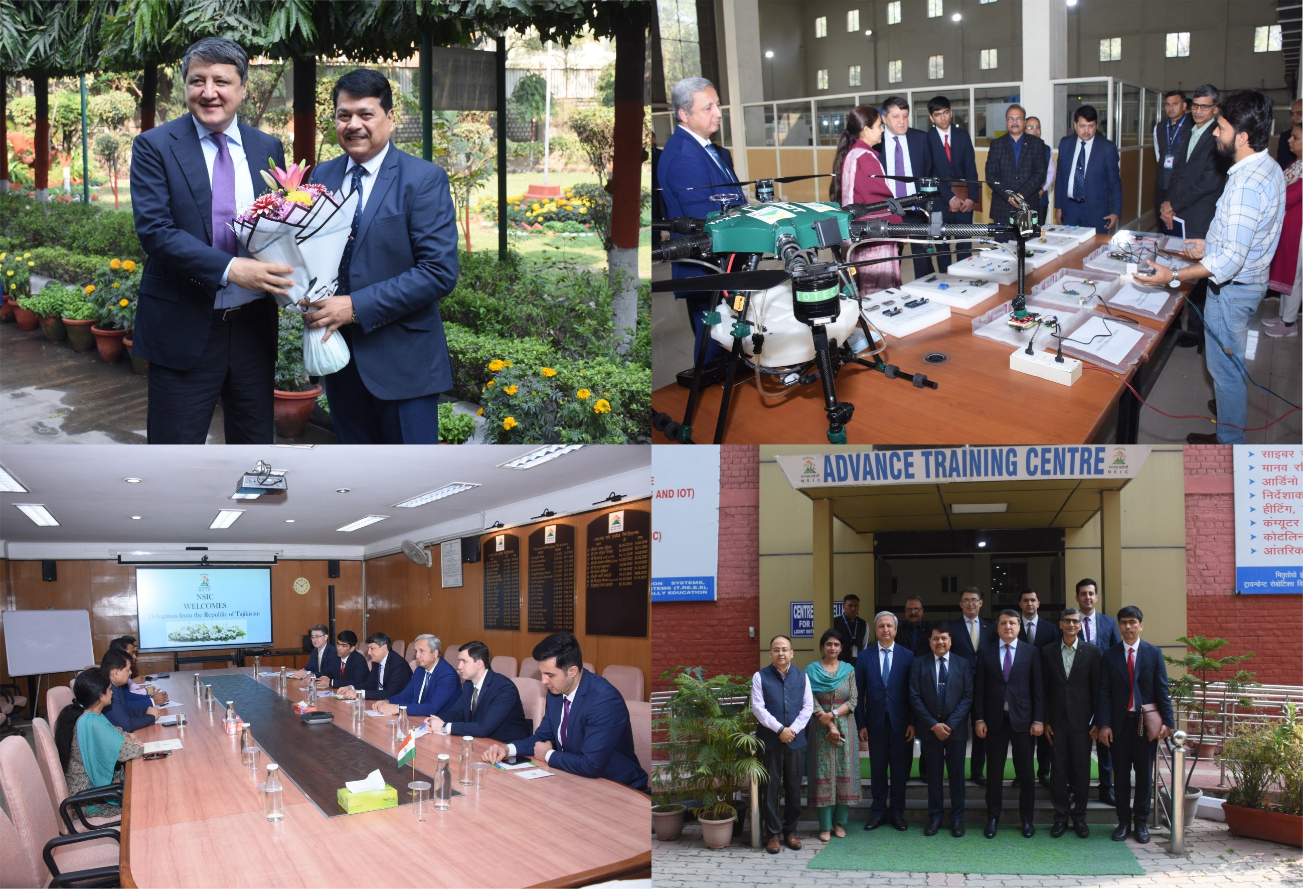 A high-level delegation from the Republic of Tajikistan, led by Mr. Sherali Kabir, Hon’ble Minister of Industry and New Technologies and accompanied by H.E. Mr. Lukmon Bobokalonzoda, Ambassador of the Republic of Tajikistan to India, visited NSIC on February 20, 2026. 
The delegation was received by Dr. S. S. Acharya, CMD, NSIC and Mr. Kartikeya Sinha, Director (P&M).  Bilateral discussions focused on identifying areas of mutual interest and exploring avenues for cooperation, particularly in capacity building, skill development, technology transfer and creating linkages between MSMEs in identified sectors.
The visit also included a guided tour of NSIC’s Technical Services Centre at Okhla, New Delhi, where the Hon’ble Minister was briefed on NSIC’s initiatives in skill development, entrepreneurship promotion and technical support services that enable MSMEs to adopt modern technologies and improve product quality and productivity.