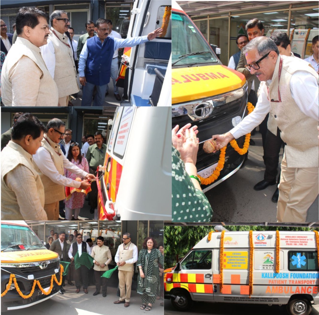 Sh Bharat Khera IAS, Secretary MSME  flagged a state-of-the-art ambulance at NSIC Head office under its CSR initiative in the presence of Dr  S.S  Acharya CMD NSIC , Sh Kartikeya Sinha Director (P&M) and Sh. Gaurav Gulati, Director(Finance) along with other senior officials from NSIC. This patient transport ambulance is aimed at improving healthcare services for super senior citizens,specially abled and less privileged section of society served by  Gharapnaa –an old age home at Jammu managed by M/s Kallpoosh Foundation. The ambulance is equipped with modern  facilities and emergency life-saving equipment, which will ensure timely response and better access to healthcare during  medical emergencies. NSIC reaffirms its commitment  towards a more caring and  healthier society.