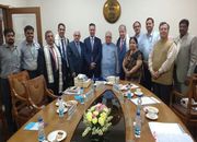Jordan Minister of Trade & Industry calls on Shri Kalraj Mishra, Hon`ble Minister of Ministry of Micro, Small and Medium Enterprises,Government of India to discuss mutual areas of cooperation in MSME Sector. Shri A. K. Panda, Secretary, MSME, Shri Surendra N Tripathi, AS & DC, Shri B. H. Anil Kumar, JS, Shri Ravindra Nath, CMD, NSIC were also present during the meeting.

<br/>
<p align="right">
<font color="#A9A9A9" align="right">July 05, 2017 </font></p>